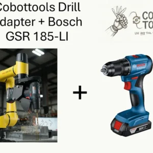 A set of Bosch drill GSR 185-Li with Cobottools Drill adapter